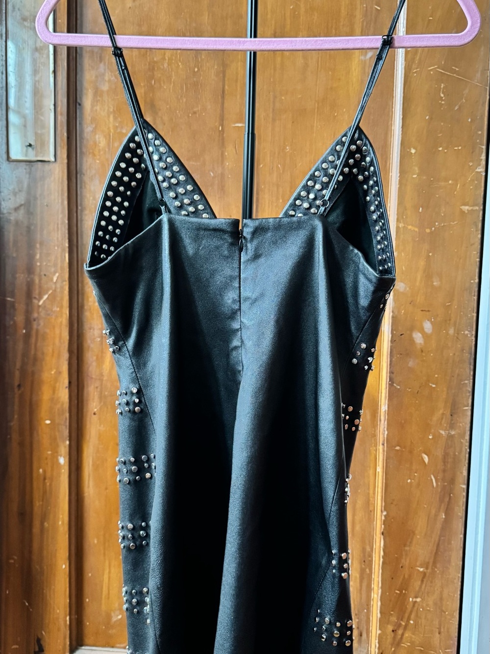 Zara Black Studded Real Leather Mini Dress - Picture 7 of 14